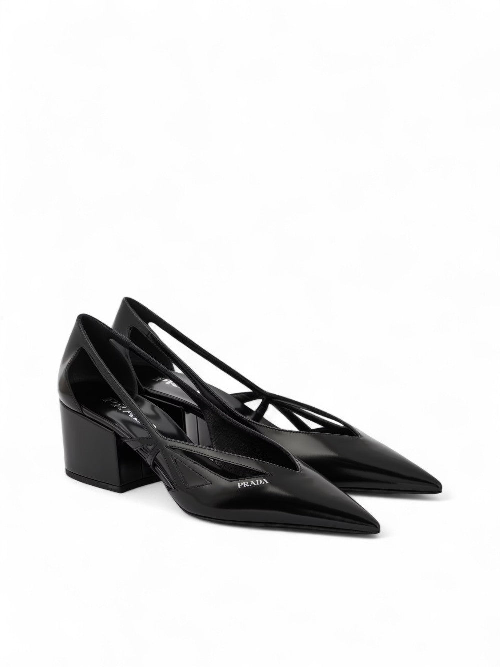 Prada Black Leather Cut-Out Pumps 55 - Elevate Your Footwear Collection