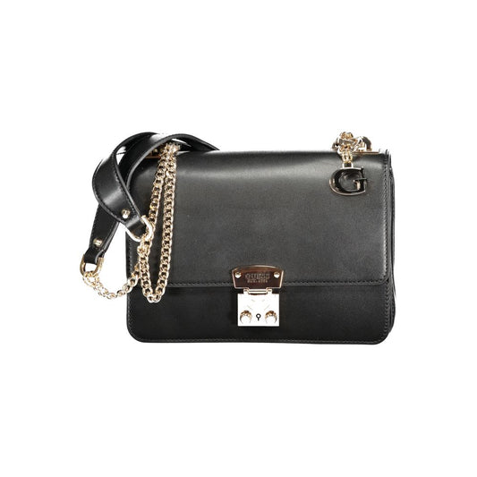 Guess Jeans Black Polyethylene Handbag - Eliette Bag with Chain Shoulder Strap