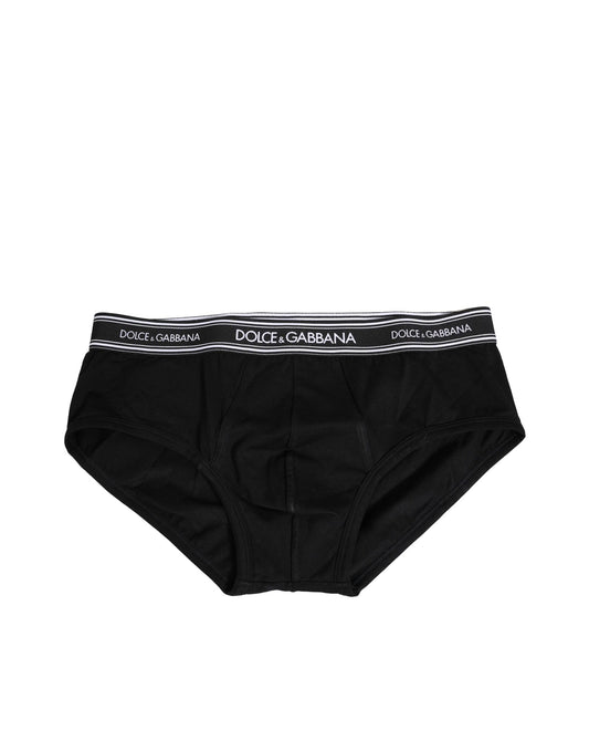 Dolce & Gabbana Black Cotton Stretch Logo Briefs