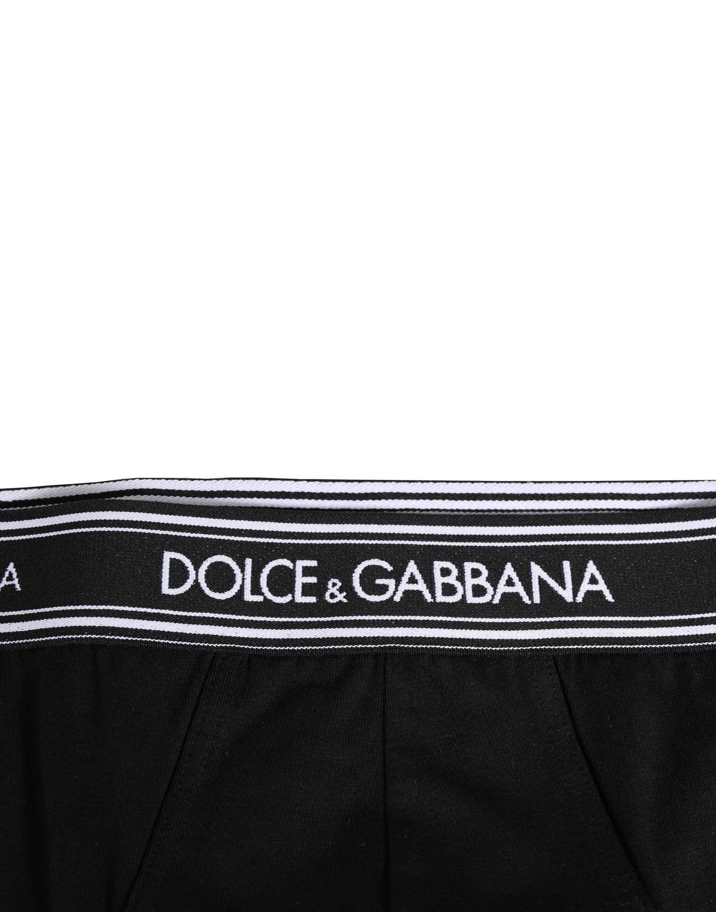Dolce & Gabbana Black Cotton Stretch Logo Briefs