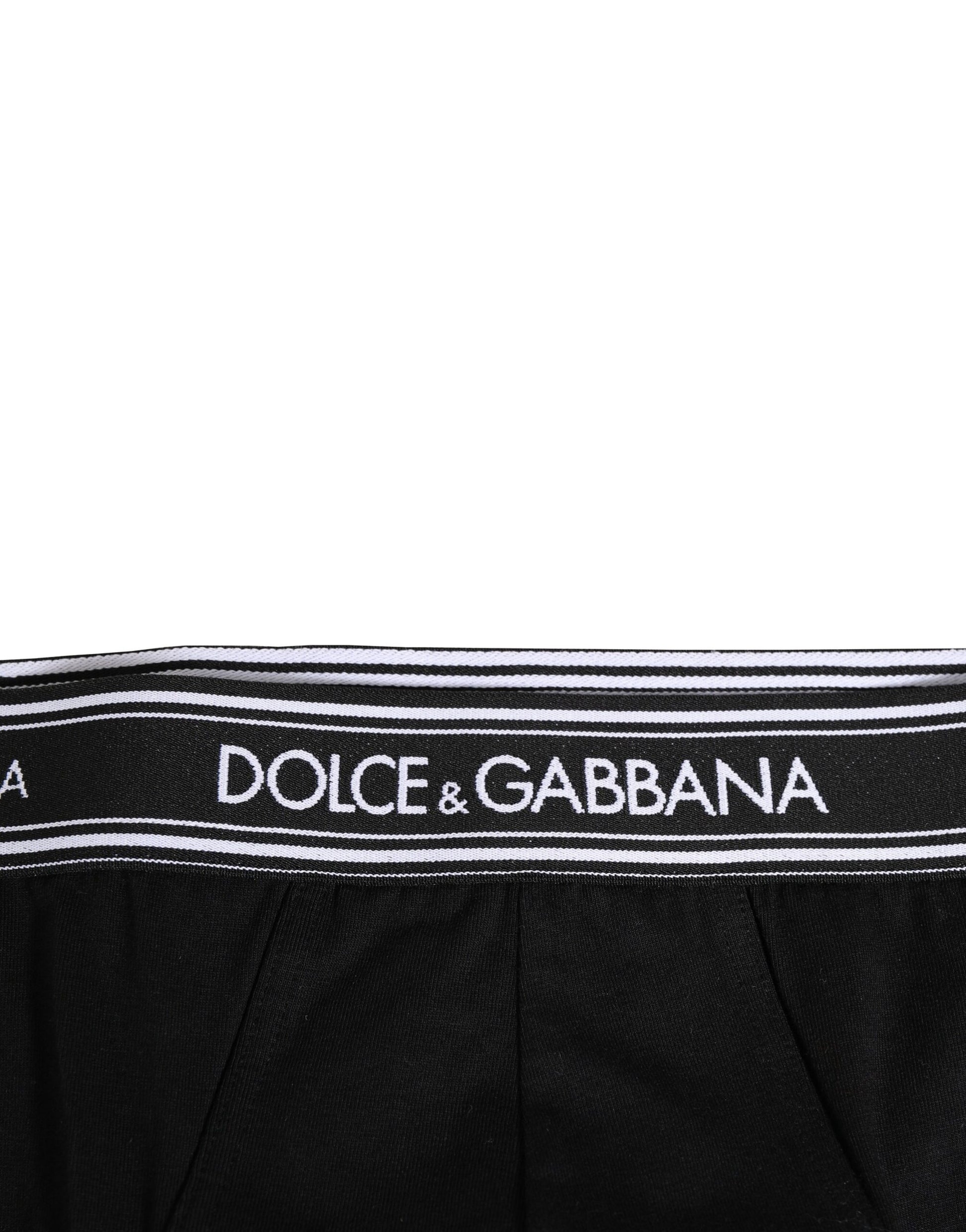 Dolce & Gabbana Black Cotton Stretch Logo Briefs