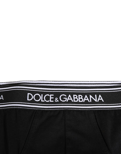 Dolce & Gabbana Black Cotton Stretch Logo Briefs