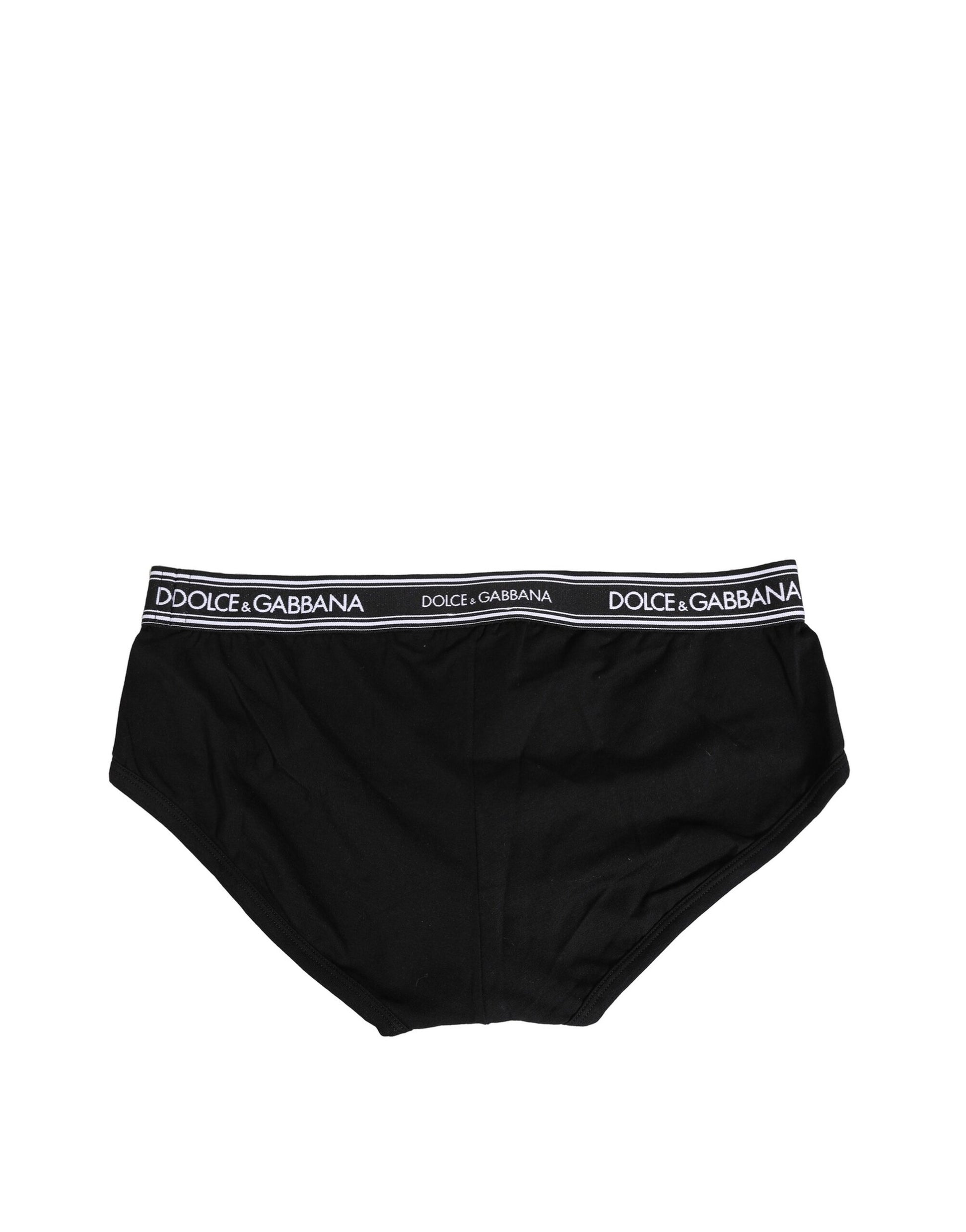 Dolce & Gabbana Black Cotton Stretch Logo Briefs