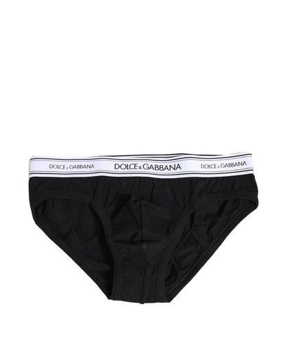 Dolce & Gabbana Black Cotton Stretch Regular Brief Underwear