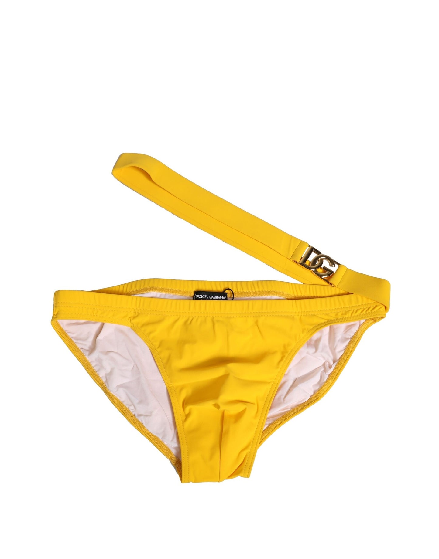 Dolce & Gabbana Yellow Waistband Logo Beachwear Brief Swimwear for Men