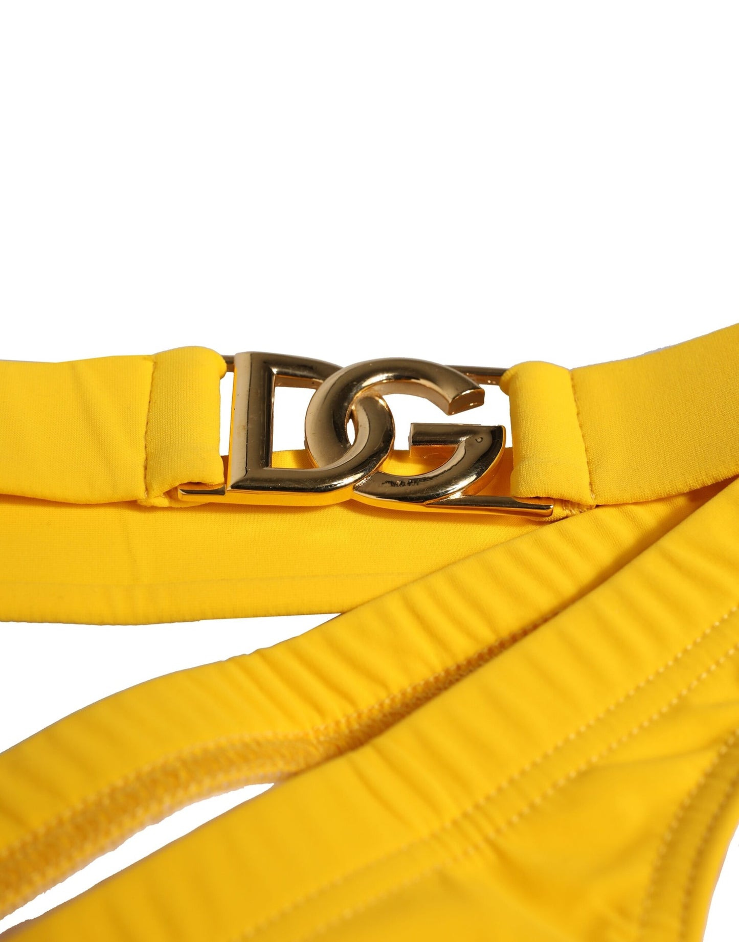 Dolce & Gabbana Yellow Waistband Logo Beachwear Brief Swimwear for Men
