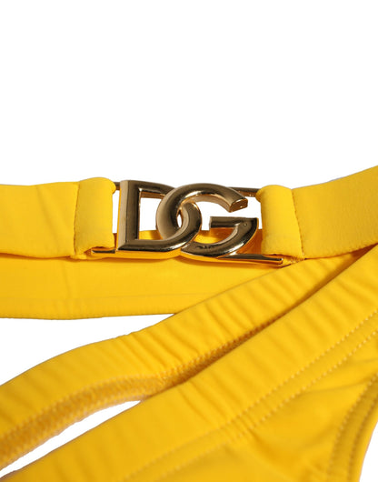 Dolce & Gabbana Yellow Waistband Logo Beachwear Brief Swimwear for Men