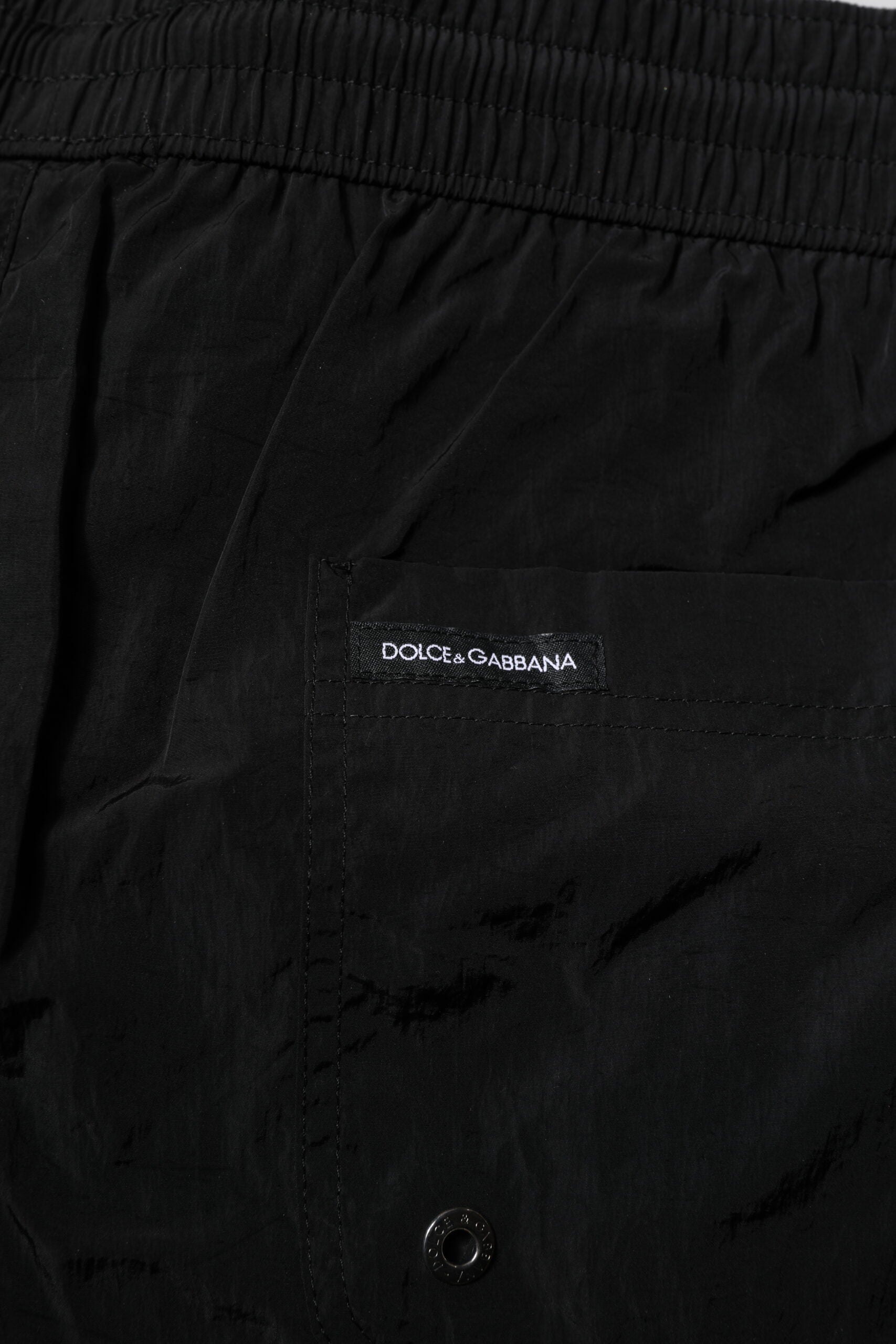 Dolce & Gabbana Black Polyester Swim Shorts for Men