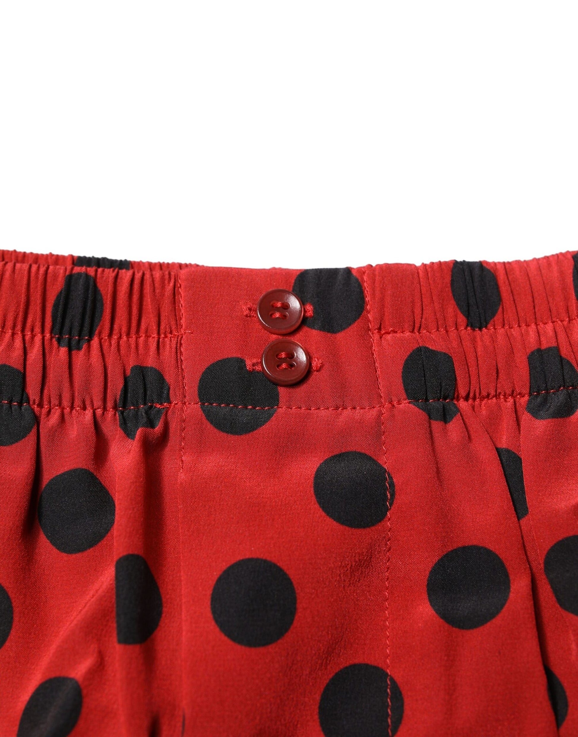 Dolce & Gabbana Red Silk Polka Dot Swim Shorts