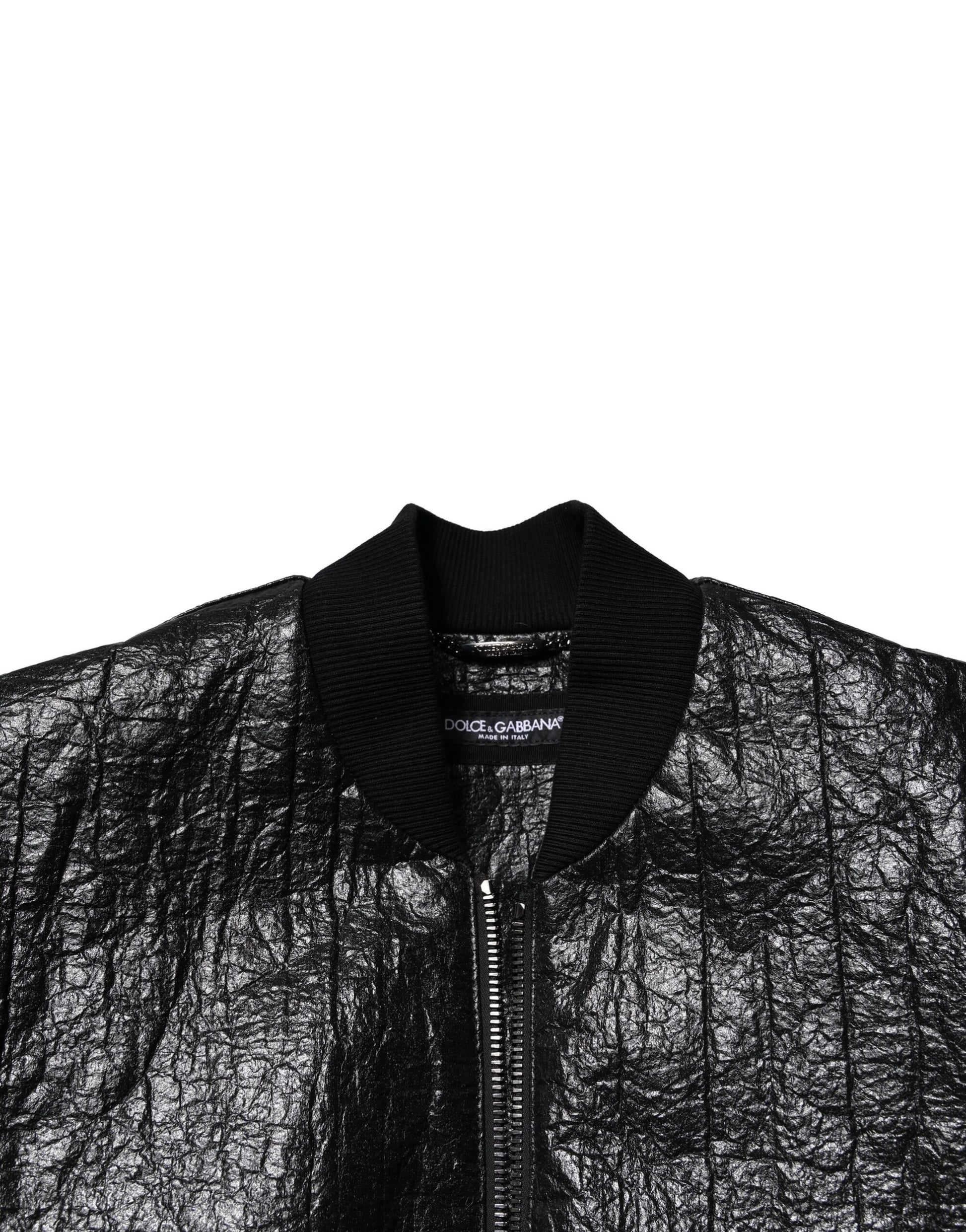 Dolce & Gabbana Black Logo Plaque Bomber Jacket