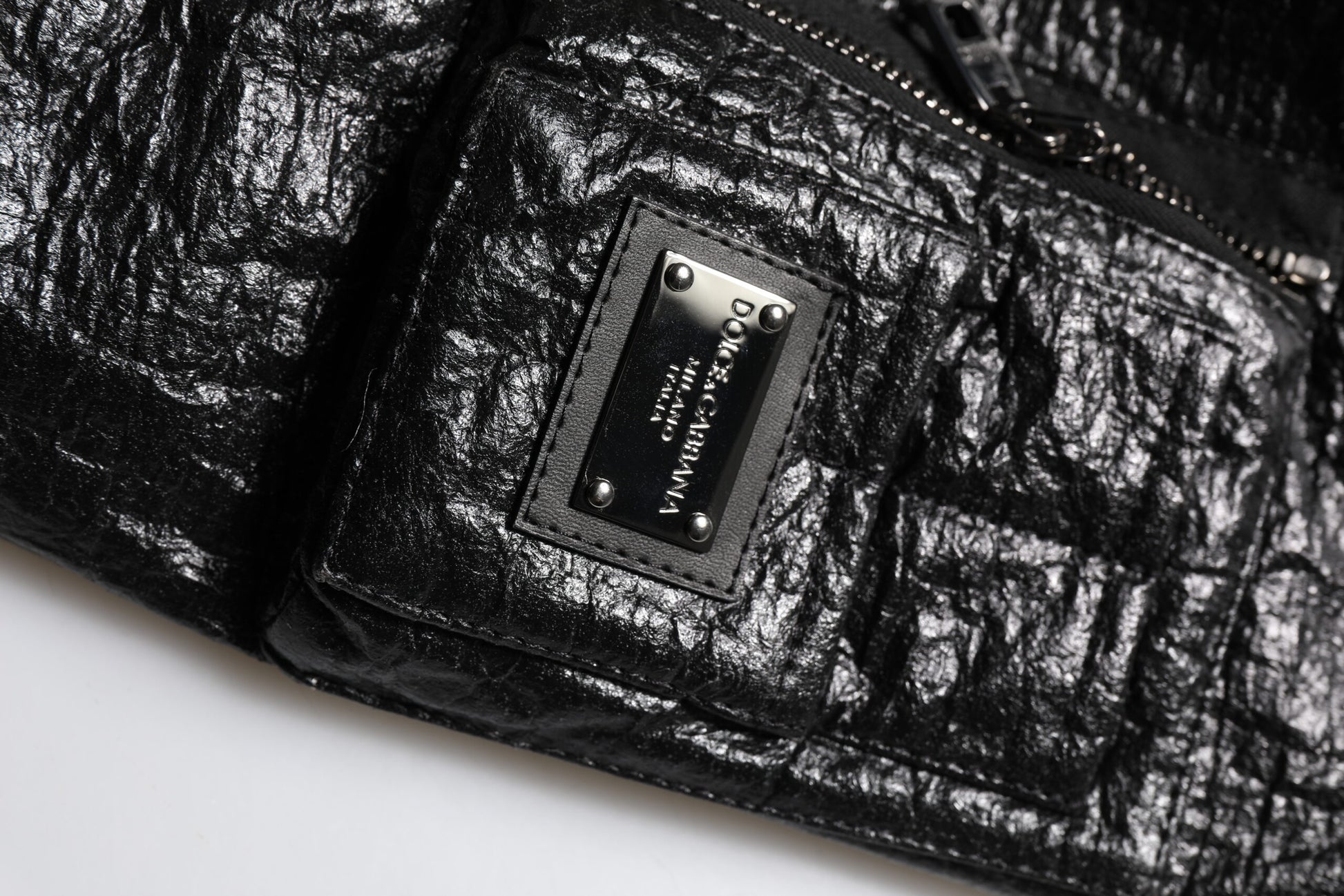 Dolce & Gabbana Black Logo Plaque Bomber Jacket