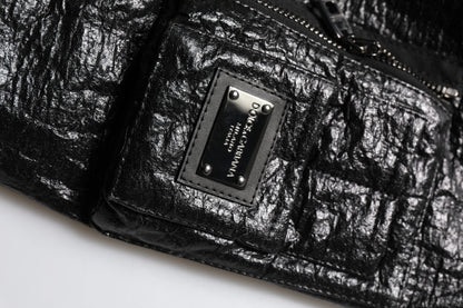 Dolce & Gabbana Black Logo Plaque Bomber Jacket