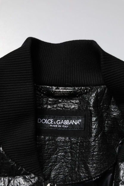 Dolce & Gabbana Black Logo Plaque Bomber Jacket