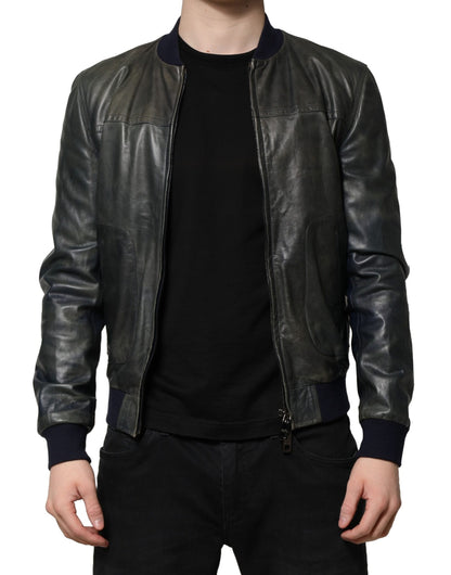 Dolce & Gabbana Black Lambskin Leather Biker Jacket