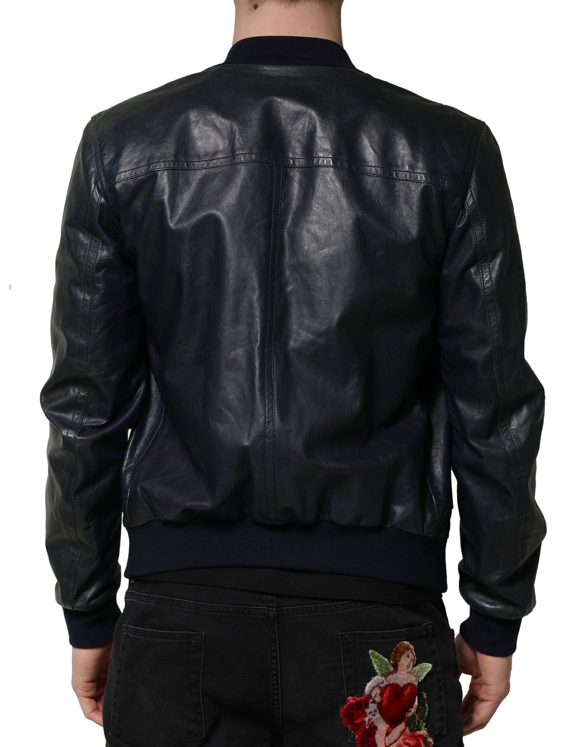 Dolce & Gabbana Black Lambskin Leather Biker Jacket
