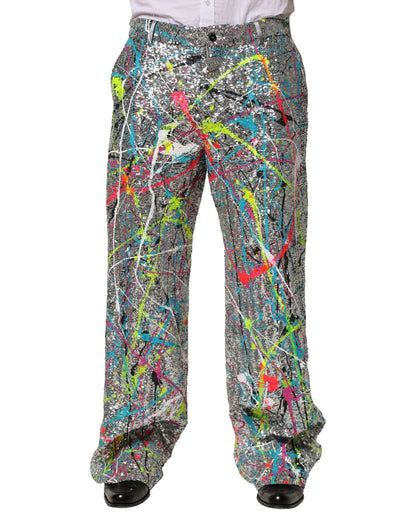 Dolce & Gabbana Multicolor Sequined Straight Pants