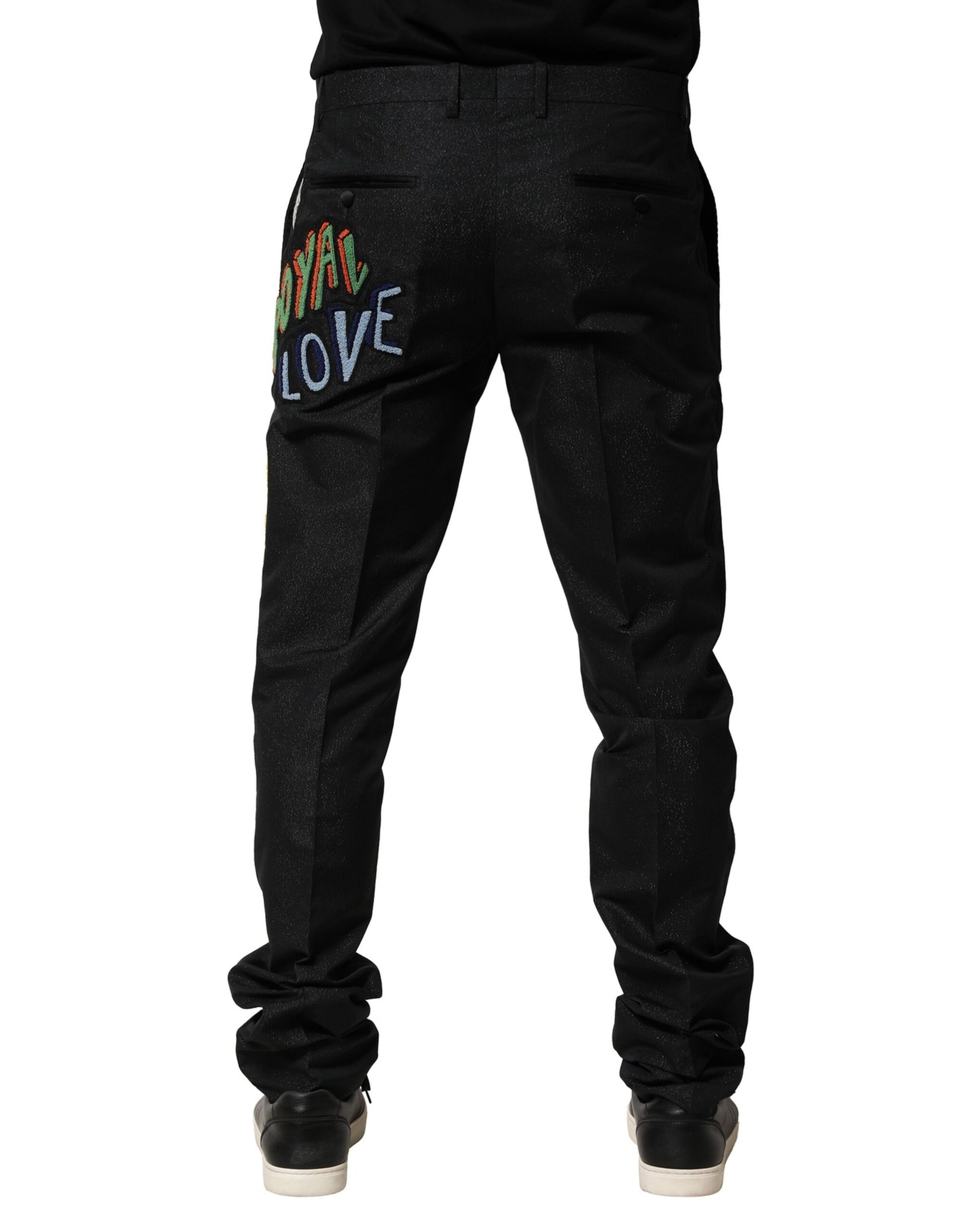 Dolce & Gabbana Black Graphic Embroidery Tapered Pants