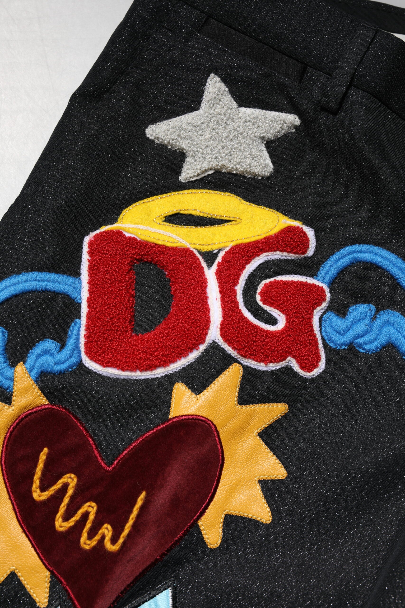 Dolce & Gabbana Black Graphic Embroidery Tapered Pants