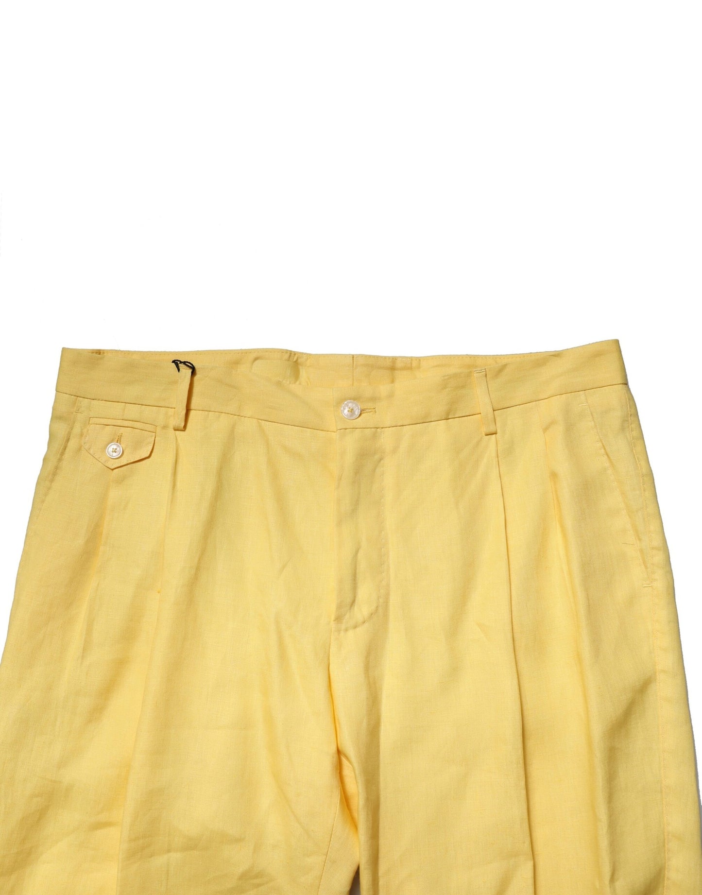 Dolce & Gabbana Yellow Flax Tapered Dress Pants for Men