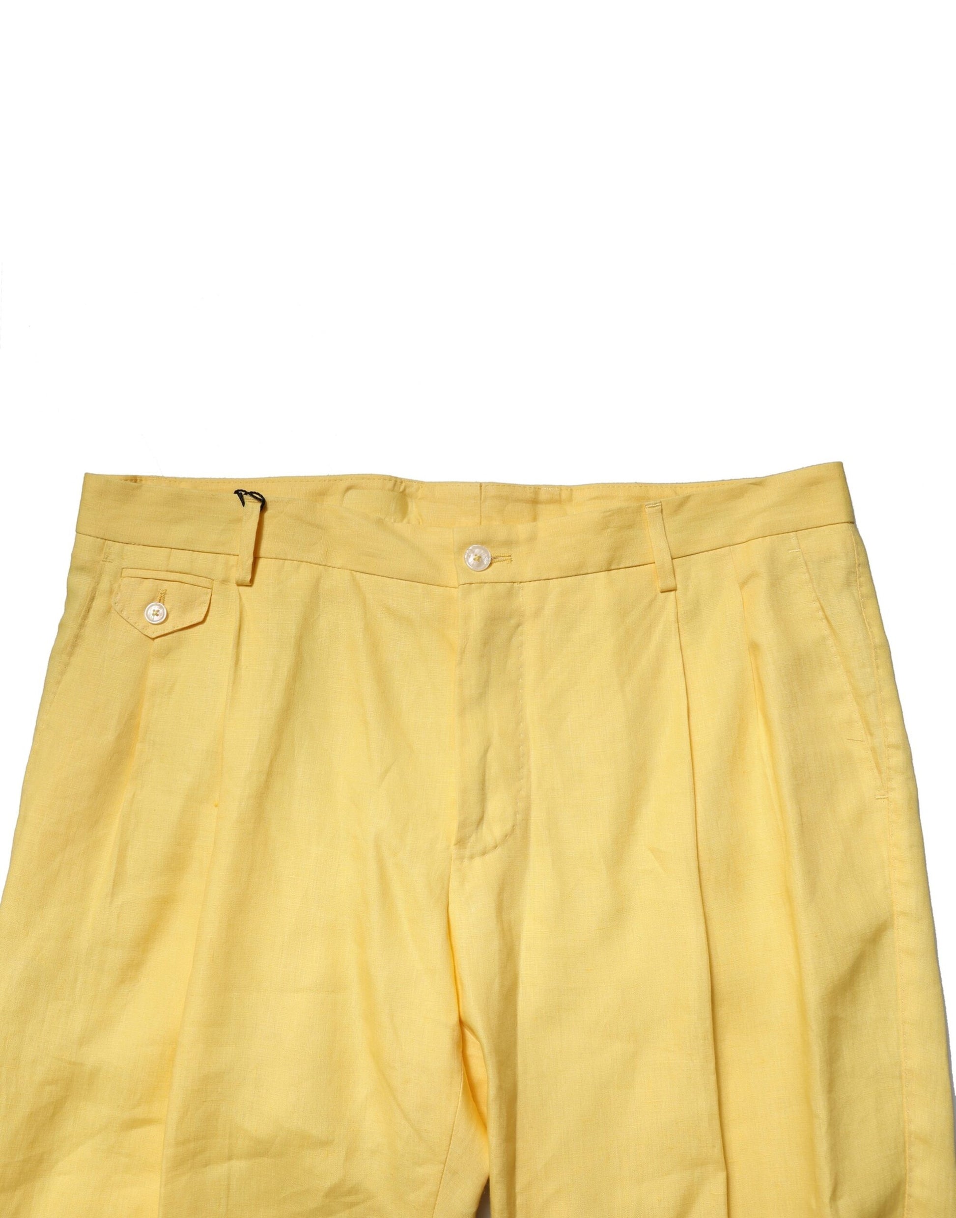 Dolce & Gabbana Yellow Flax Tapered Dress Pants for Men
