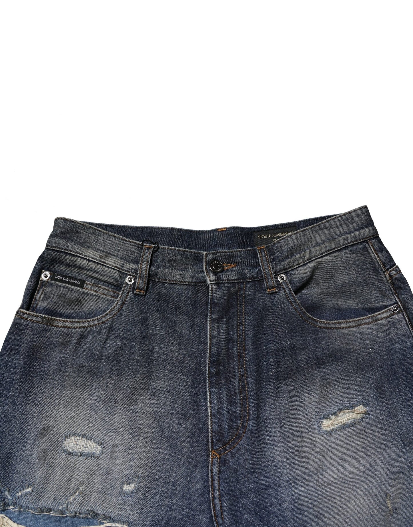 Dolce & Gabbana Blue Washed Distressed Cotton Men's Jeans