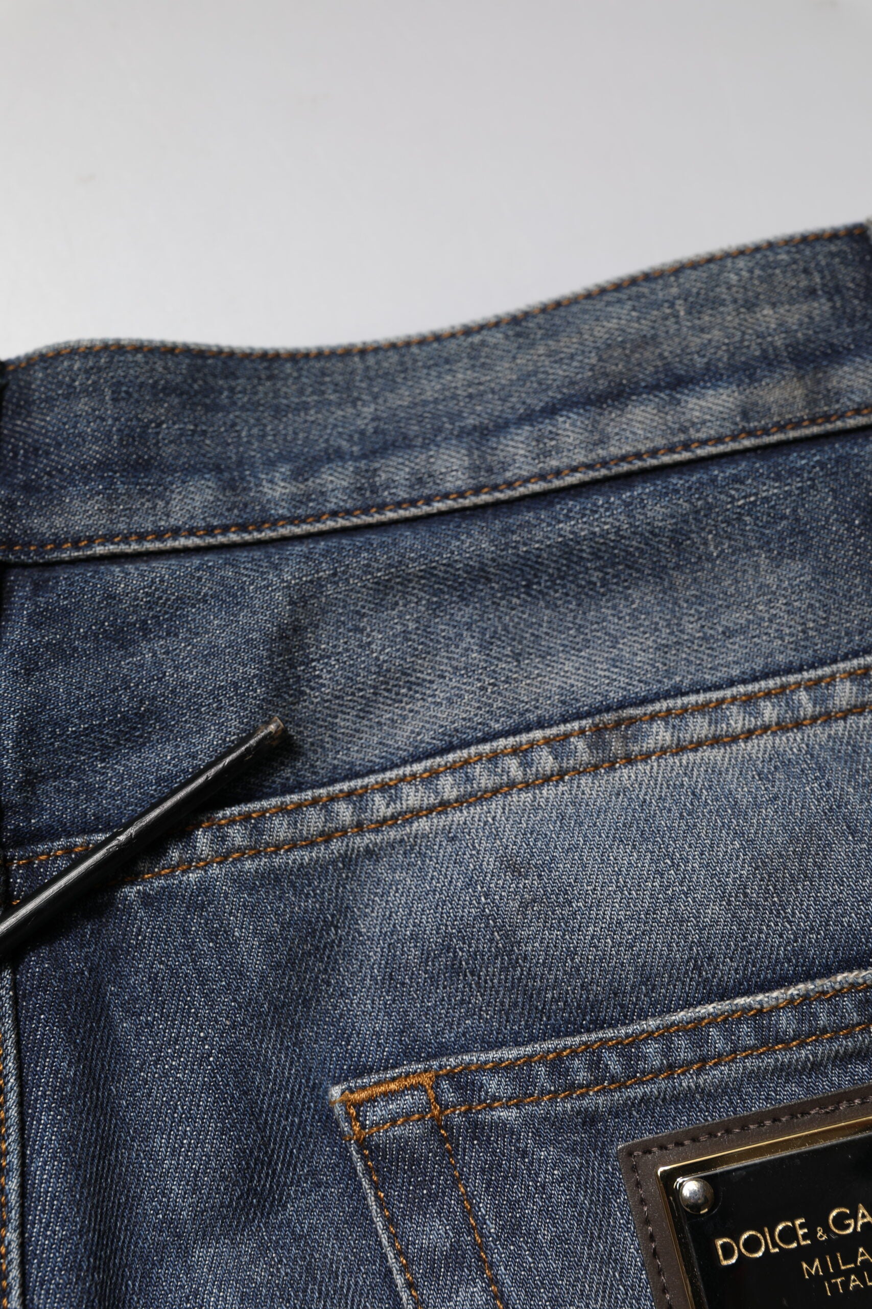 Dolce & Gabbana Blue Washed Distressed Cotton Men's Jeans
