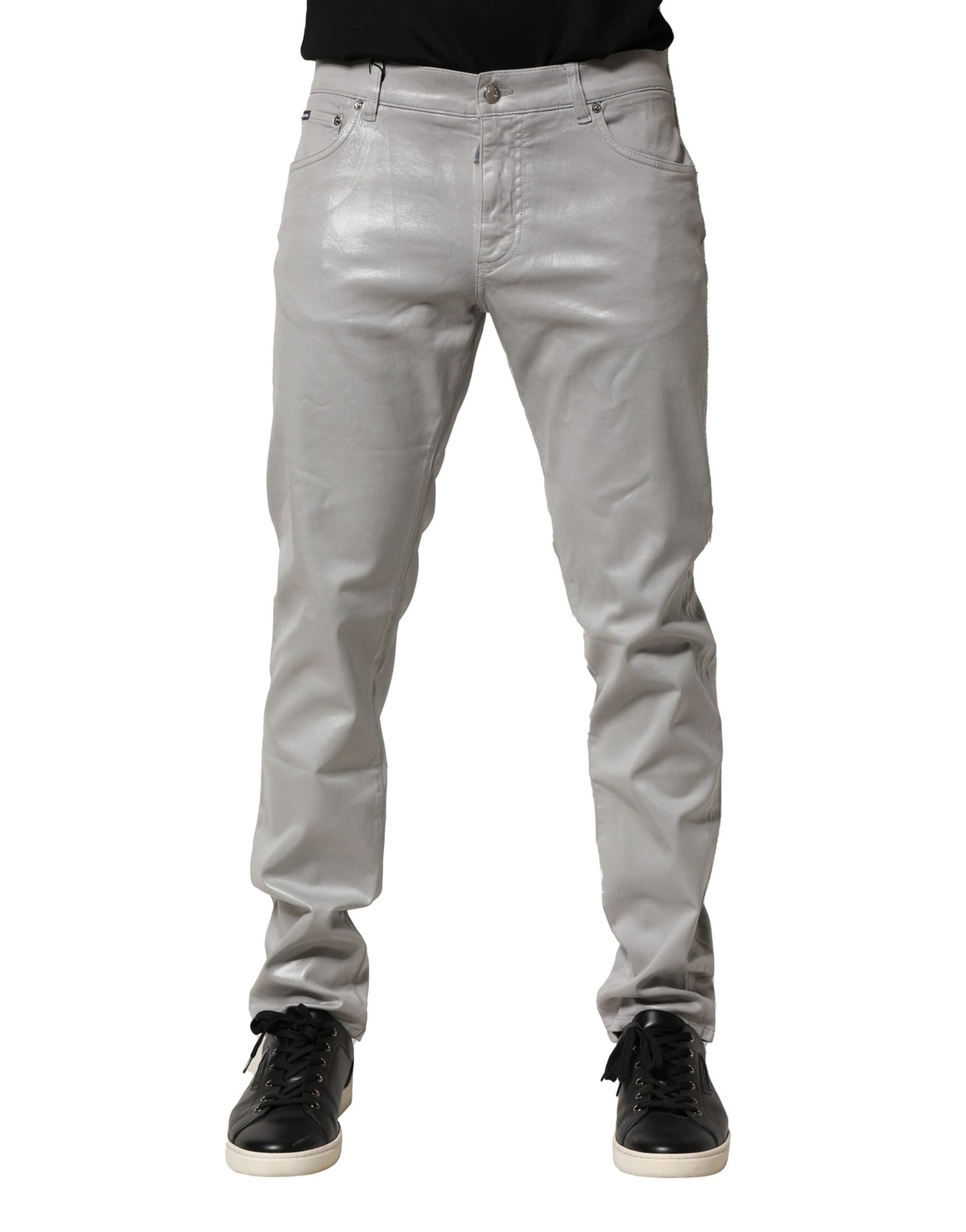 Dolce & Gabbana Silver Stretch Slim Denim Jeans