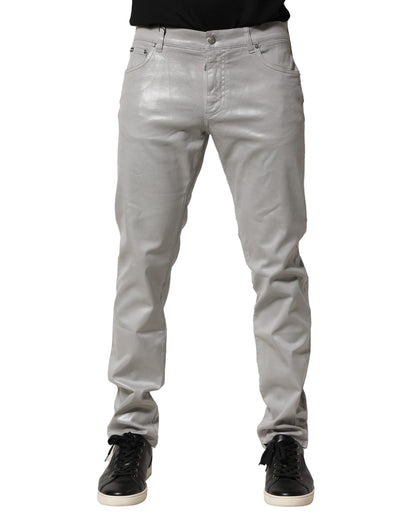 Dolce & Gabbana Silver Stretch Slim Denim Jeans