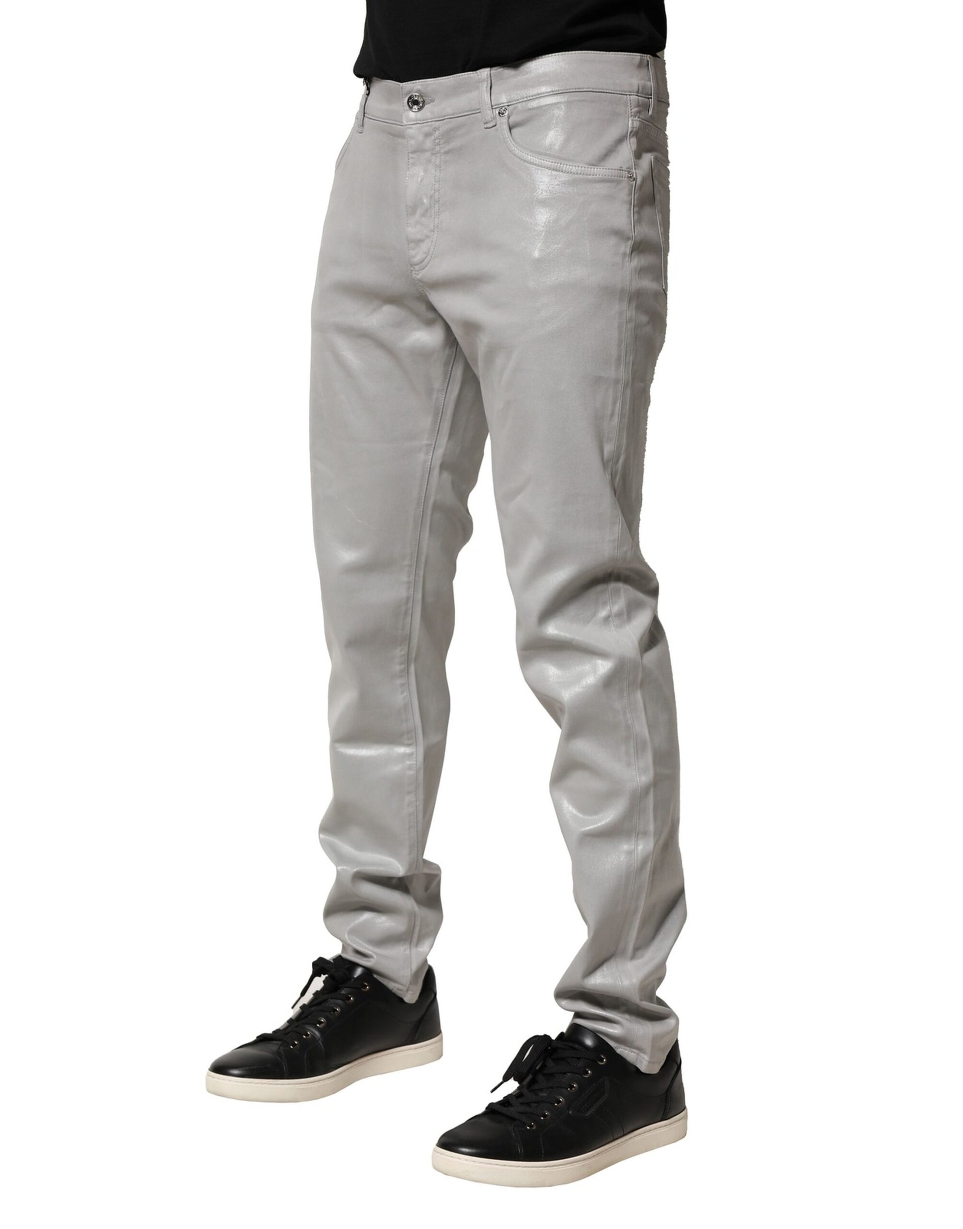 Dolce & Gabbana Silver Stretch Slim Denim Jeans