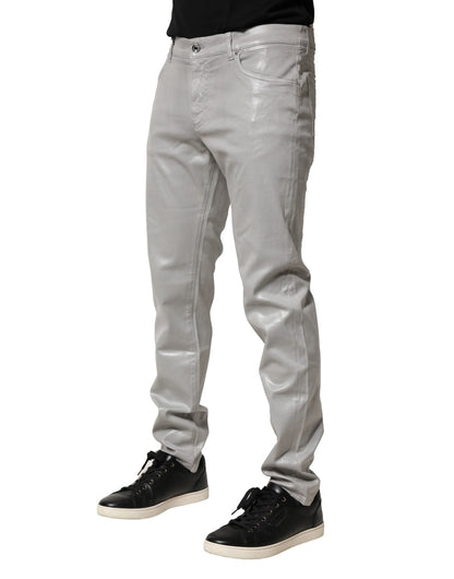 Dolce & Gabbana Silver Stretch Slim Denim Jeans