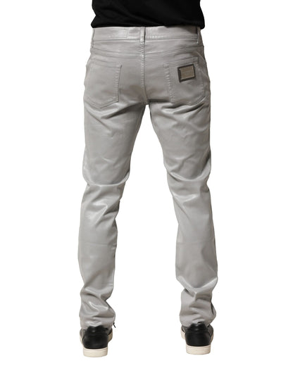 Dolce & Gabbana Silver Stretch Slim Denim Jeans