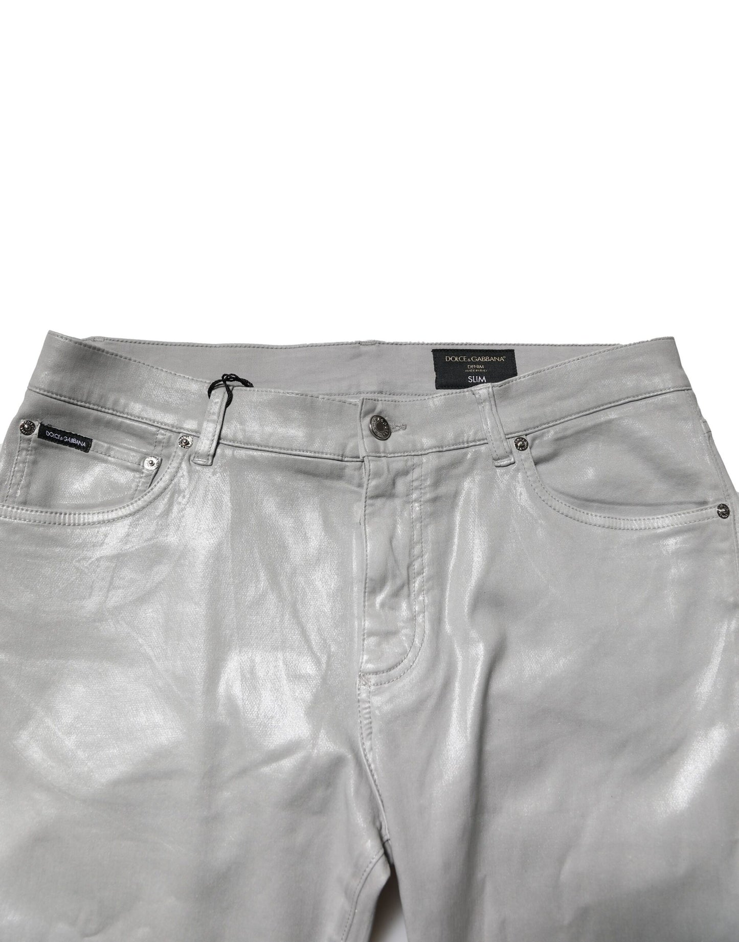 Dolce & Gabbana Silver Stretch Slim Denim Jeans