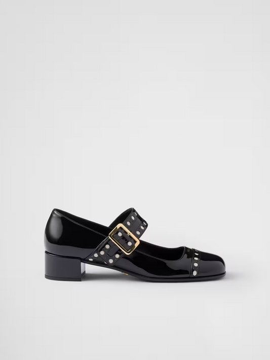 Prada Black Patent Leather Mary Jane Pumps