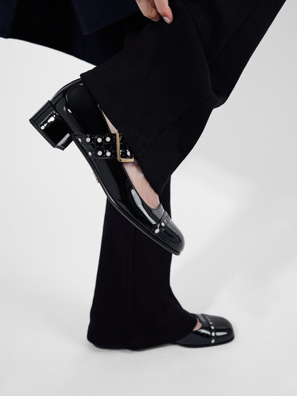 Prada Black Patent Leather Mary Jane Pumps