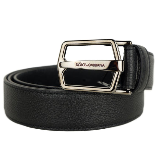 Dolce & Gabbana Black Hammered Calfskin Belt