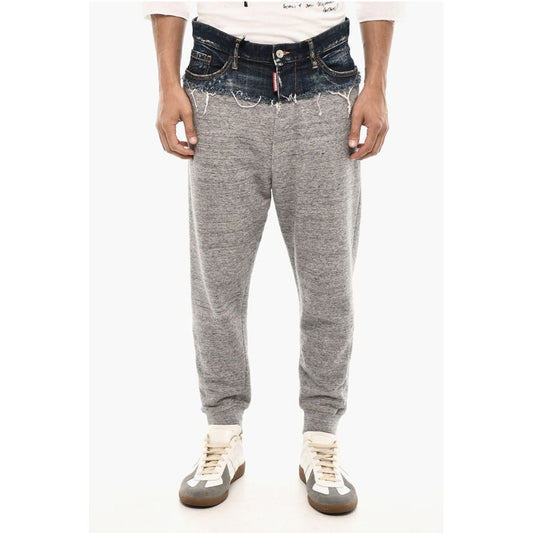 Dsquared2 Brushed Cotton Joggers with Denim Detail