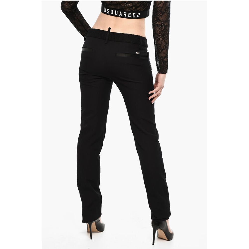 Dsquared² Virgin Wool Pants with Lace Details