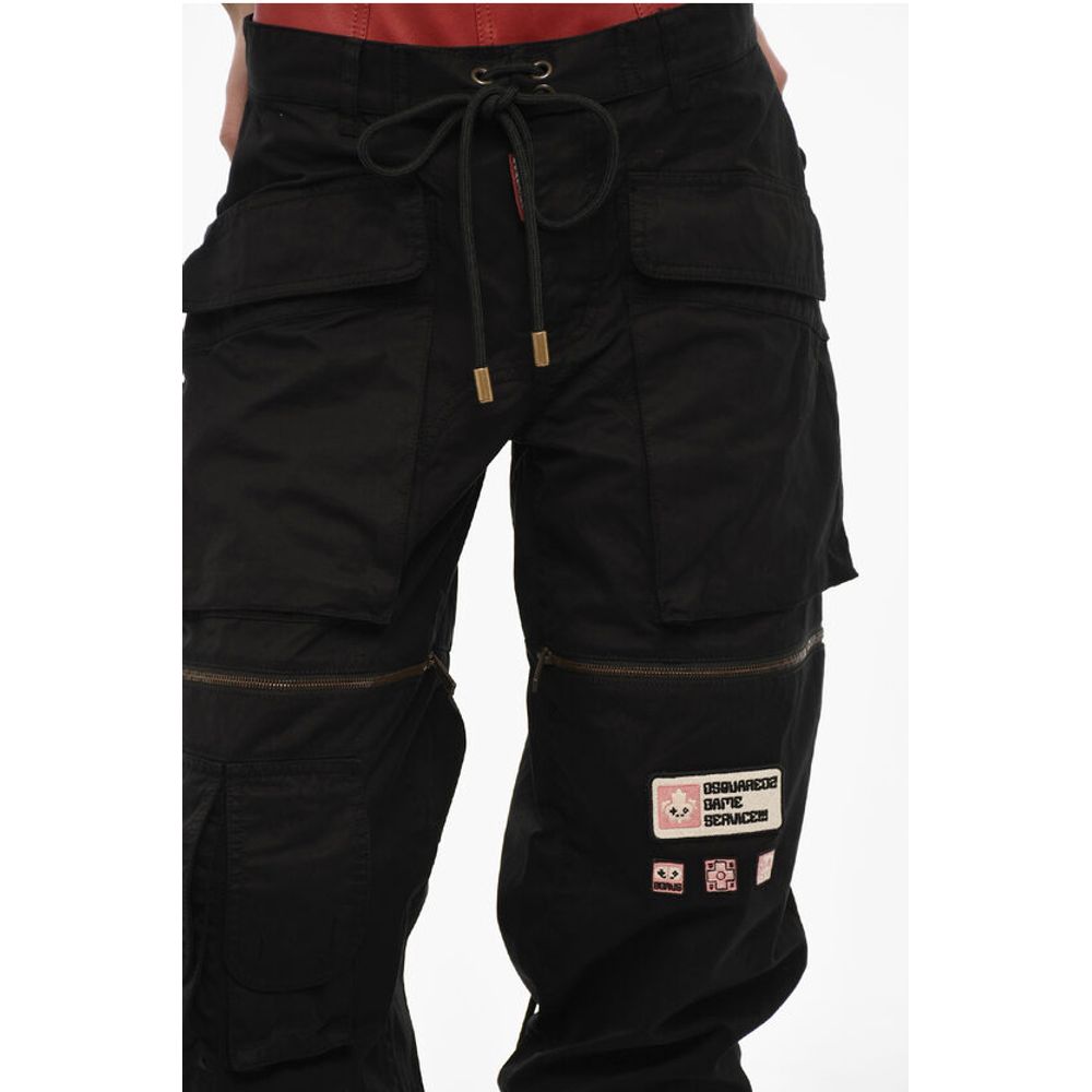 Dsquared² Cotton Casual Pants with Zip Details - Black Intensity