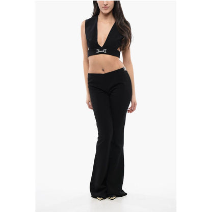 Dsquared2 Jeweled High-Rise Flared Pants with Logo Detailing