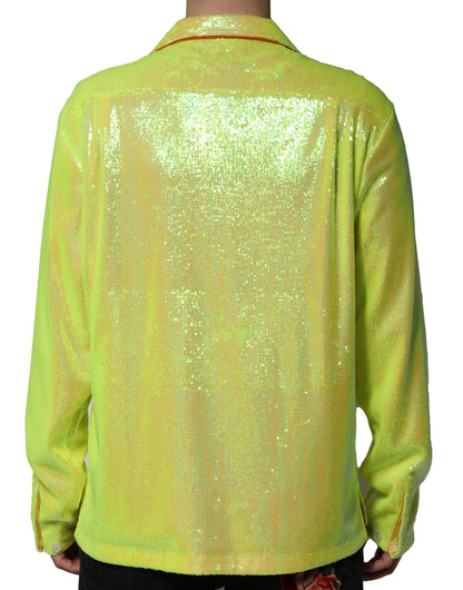 Dolce & Gabbana Yellow Sequin Lounge Casual Shirt