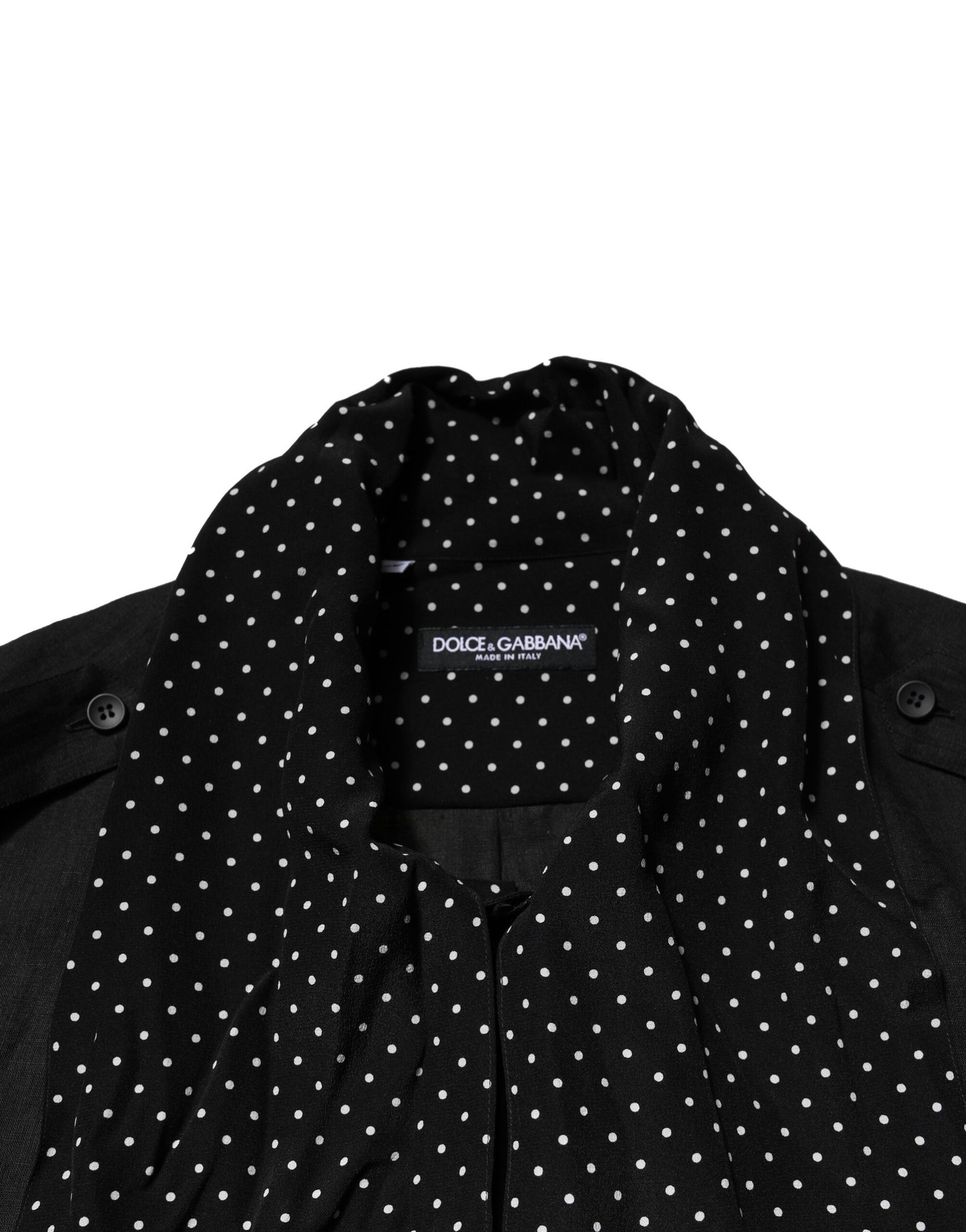 Dolce & Gabbana Black Polka Dot Linen Silk Casual Shirt