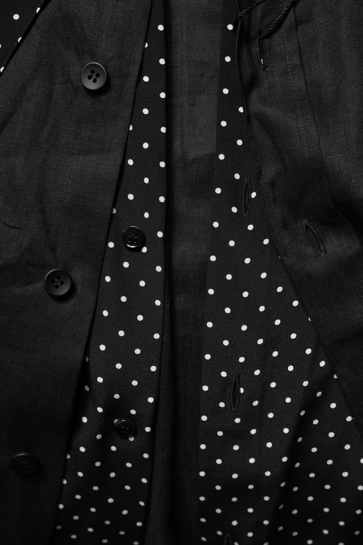 Dolce & Gabbana Black Polka Dot Linen Silk Casual Shirt