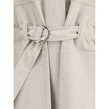 Brunello Cucinelli Beige Belted Maxi Coat - Timeless Elegance Redefined