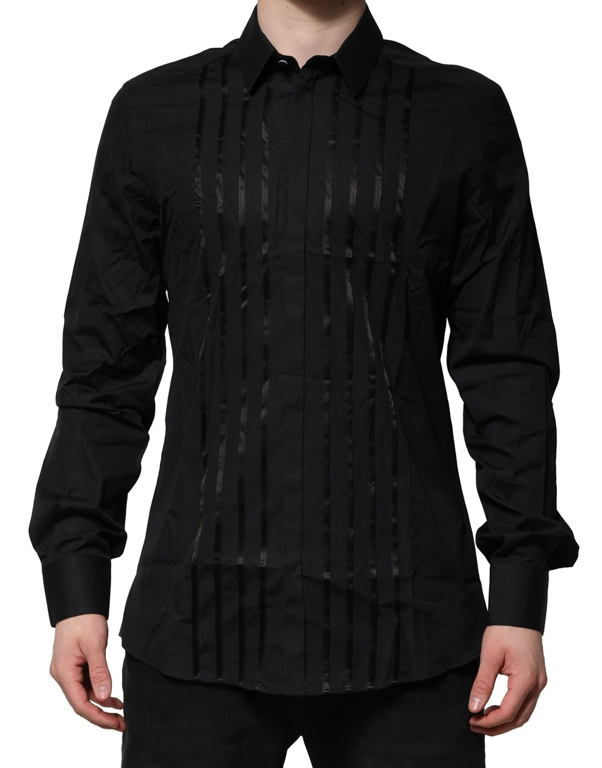 Dolce & Gabbana Black Cotton GOLD Men's Dress Formal Shirt