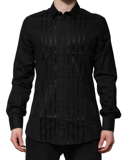 Dolce & Gabbana Black Cotton GOLD Men's Dress Formal Shirt