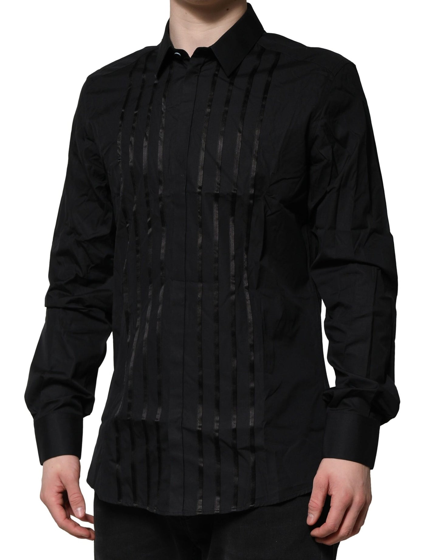 Dolce & Gabbana Black Cotton GOLD Men's Dress Formal Shirt