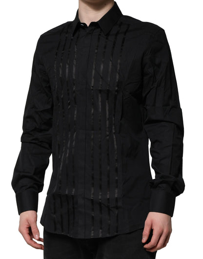 Dolce & Gabbana Black Cotton GOLD Men's Dress Formal Shirt