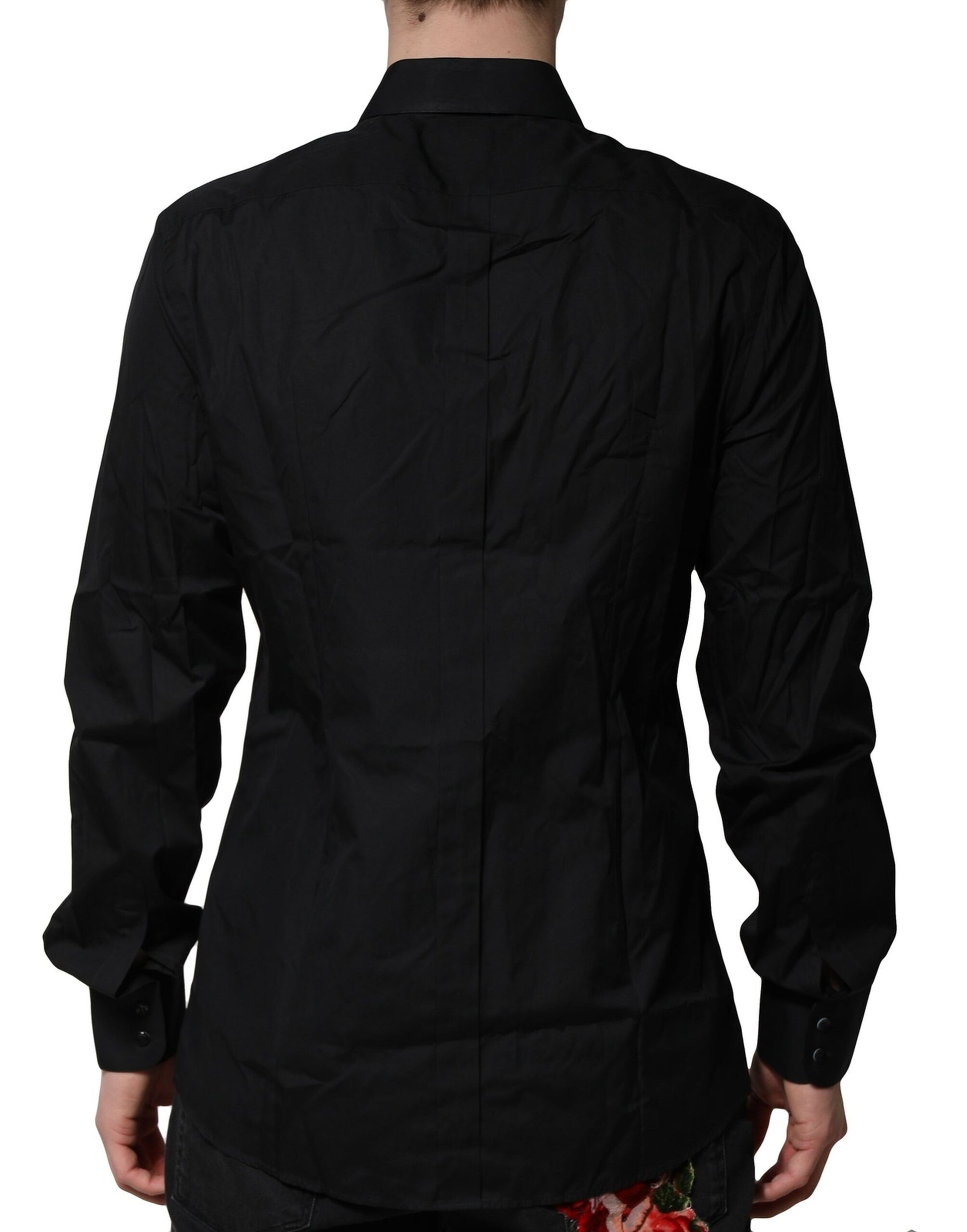 Dolce & Gabbana Black Cotton GOLD Men's Dress Formal Shirt