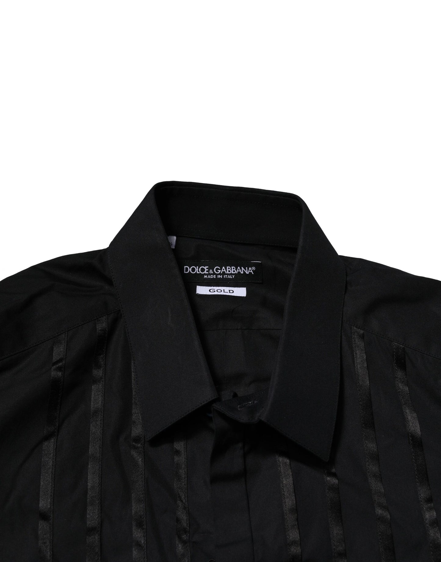 Dolce & Gabbana Black Cotton GOLD Men's Dress Formal Shirt