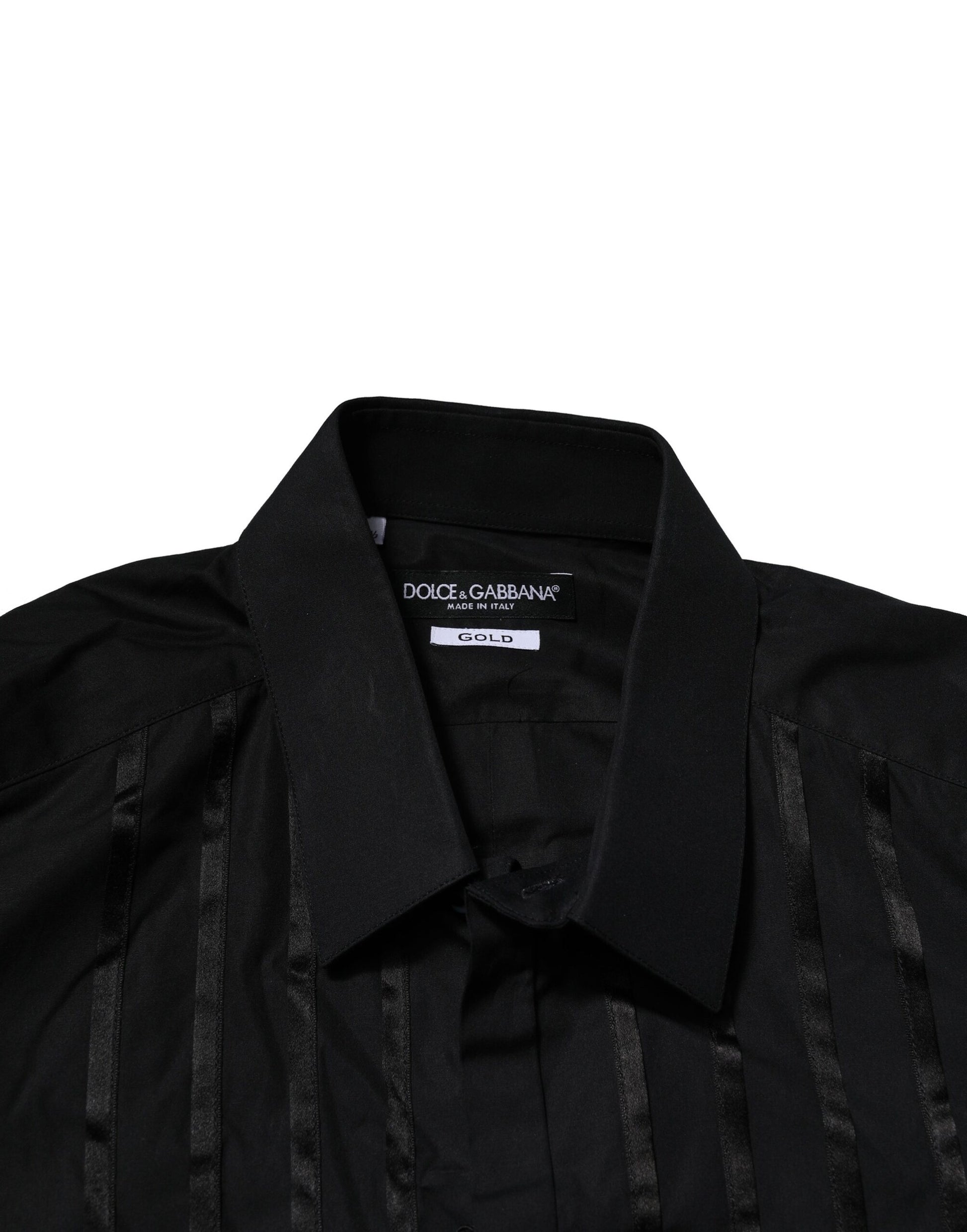 Dolce & Gabbana Black Cotton GOLD Men's Dress Formal Shirt